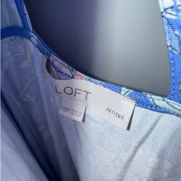 LOFT Floral Print High Neck Sleeveless Swing Dress size XSP - Picture 3 of 6